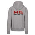 MIL BASKETS Kapuzenjacke Zip-Hoody grau Rückenansicht