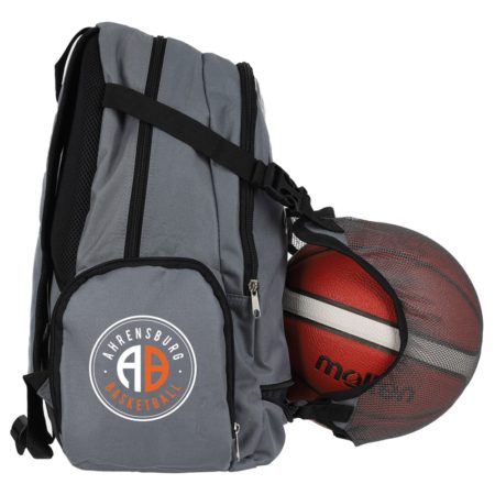 Ahrensburg Basketball Rucksack mit Ballnetz grau